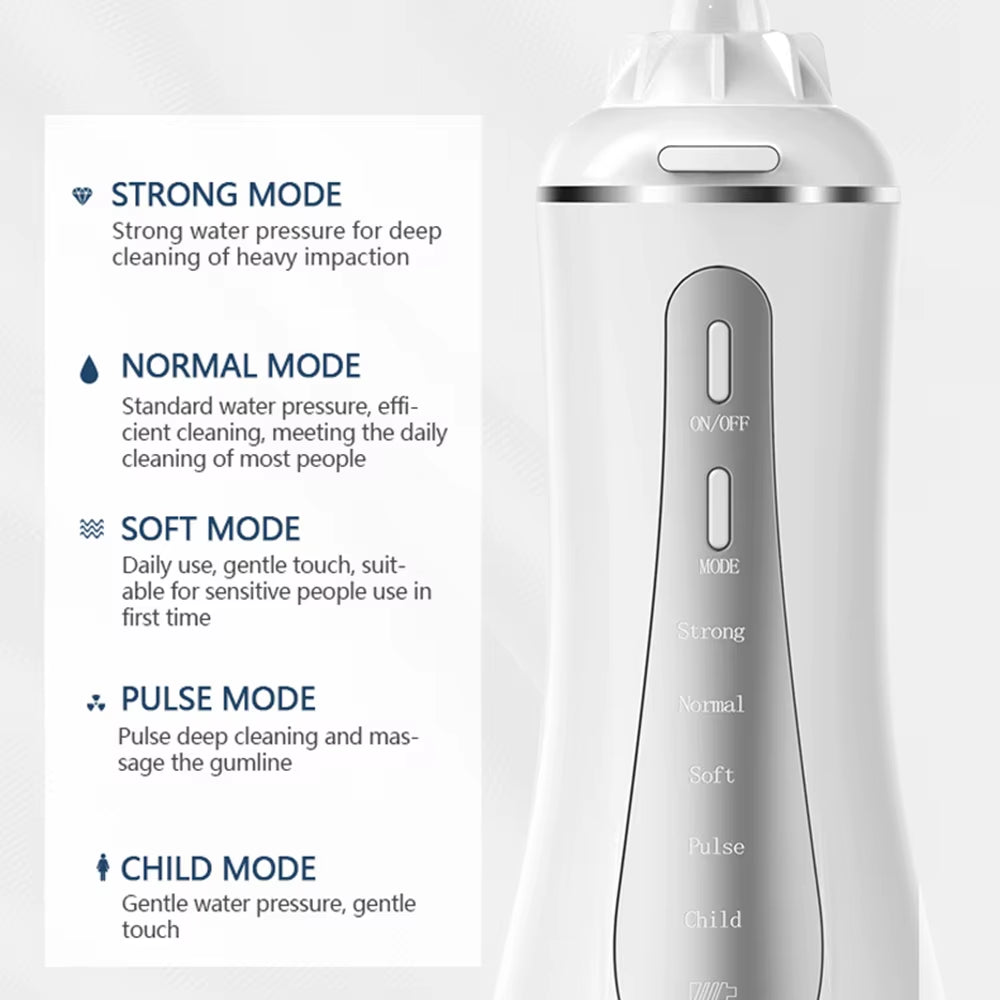 Oral Irrigator  Water Flosser 5 Modes Portable Dental Water Jet 350ML Water Tank Teeth Cleaner USB Charge Waterproof