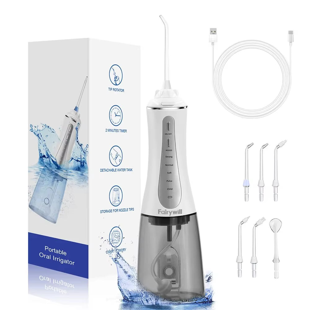 Oral Irrigator  Water Flosser 5 Modes Portable Dental Water Jet 350ML Water Tank Teeth Cleaner USB Charge Waterproof