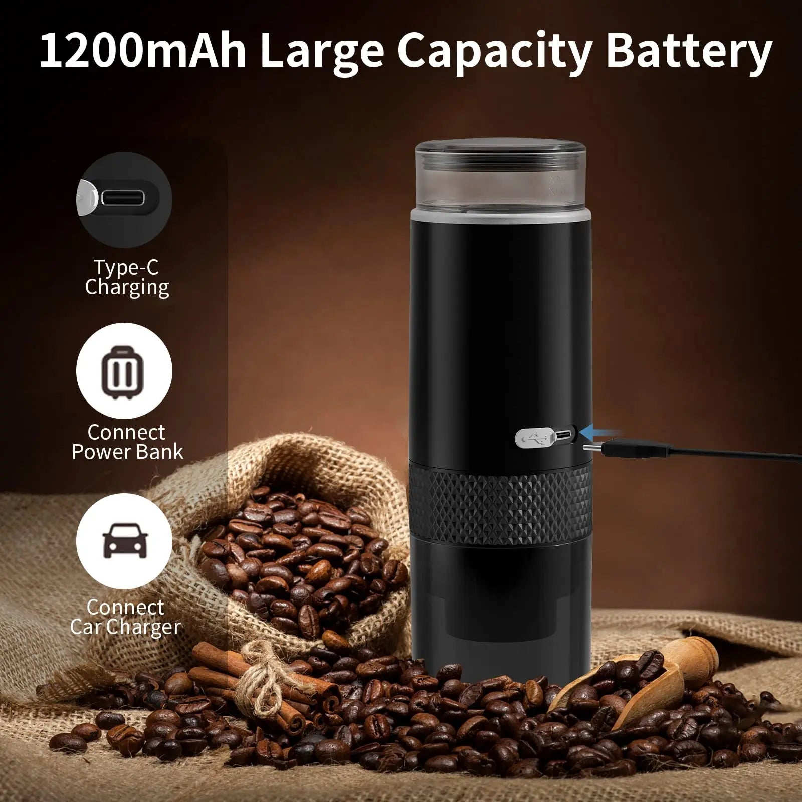 2024 New Portable Coffee Machine Coffee Maker Electric Capsule Ground Coffee Brewer Fit for Coffee Powder and Coffee Capsul