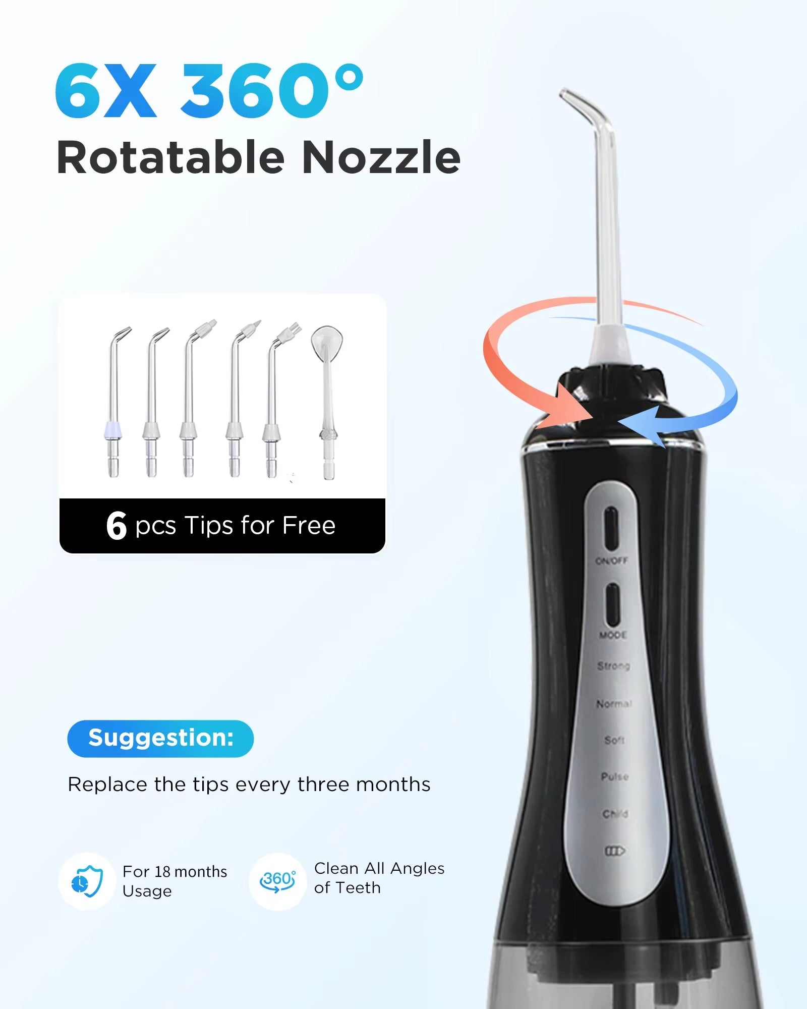 Oral Irrigator  Water Flosser 5 Modes Portable Dental Water Jet 350ML Water Tank Teeth Cleaner USB Charge Waterproof